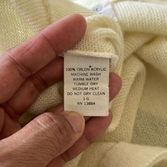 JC Penney The Fox Sweater Grandpa Cardigan Mens L Butter Yellow Vintage 60s 70s - Picture 8 of 9